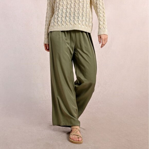 Army Green Olive Pull-on Elastic Waist pants - Picture 1 of 6